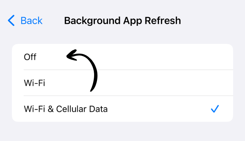 Background App Refresh off option