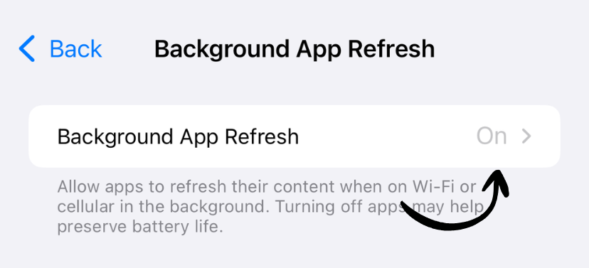 Background App Refresh options