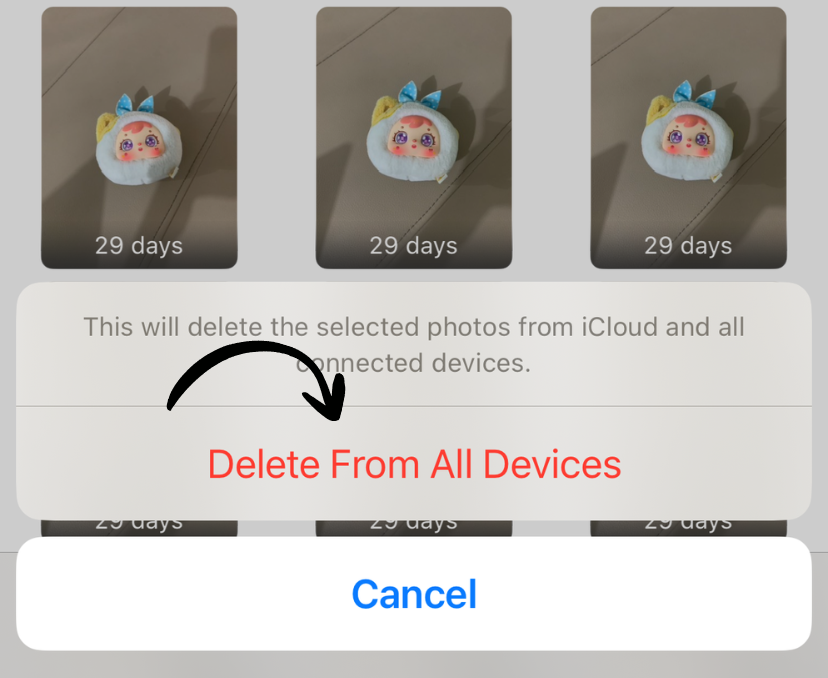 Confirm delete photos popup