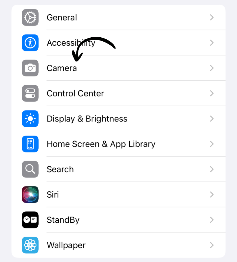 Camera settings option