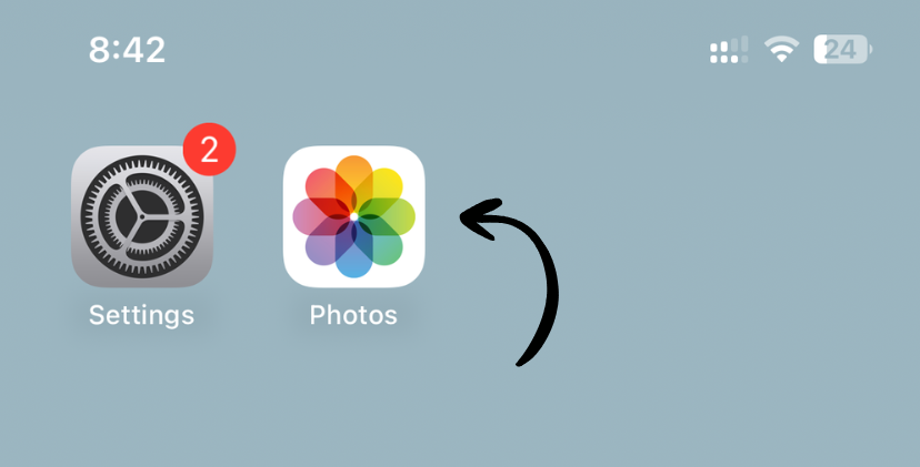 Photos app on home screen
