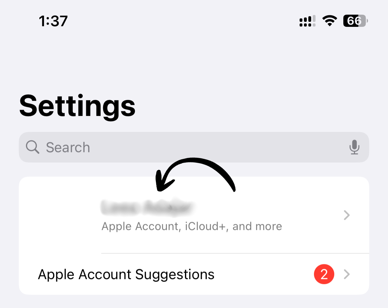 Apple ID settings screen