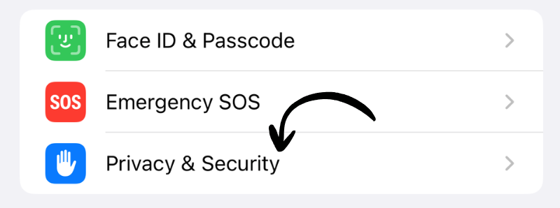 Privacy and Security settings