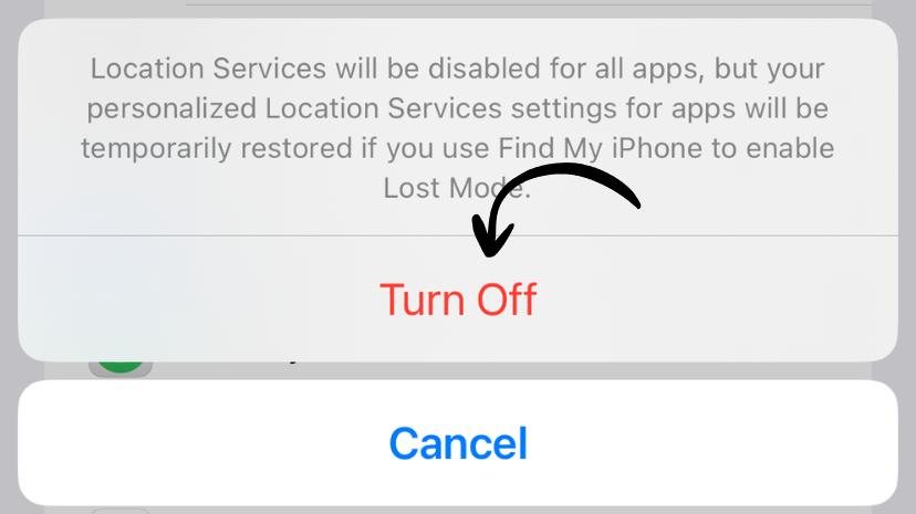 Confirm turn off location services