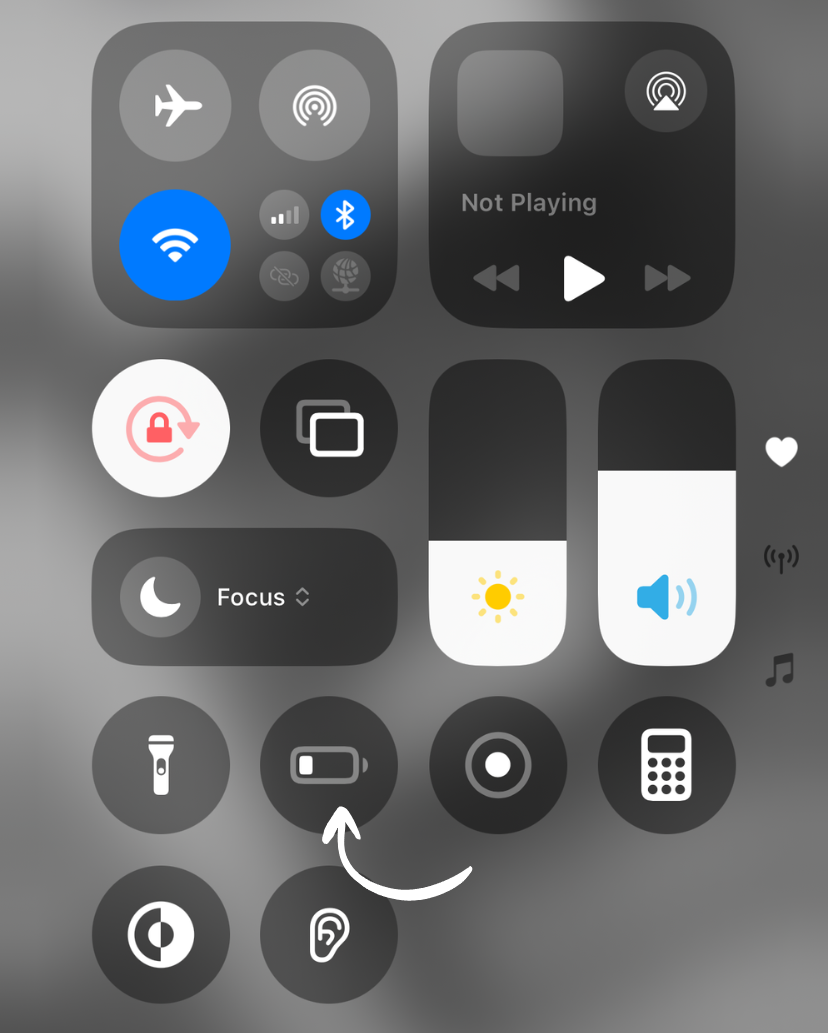 Battery icon in Control Center
