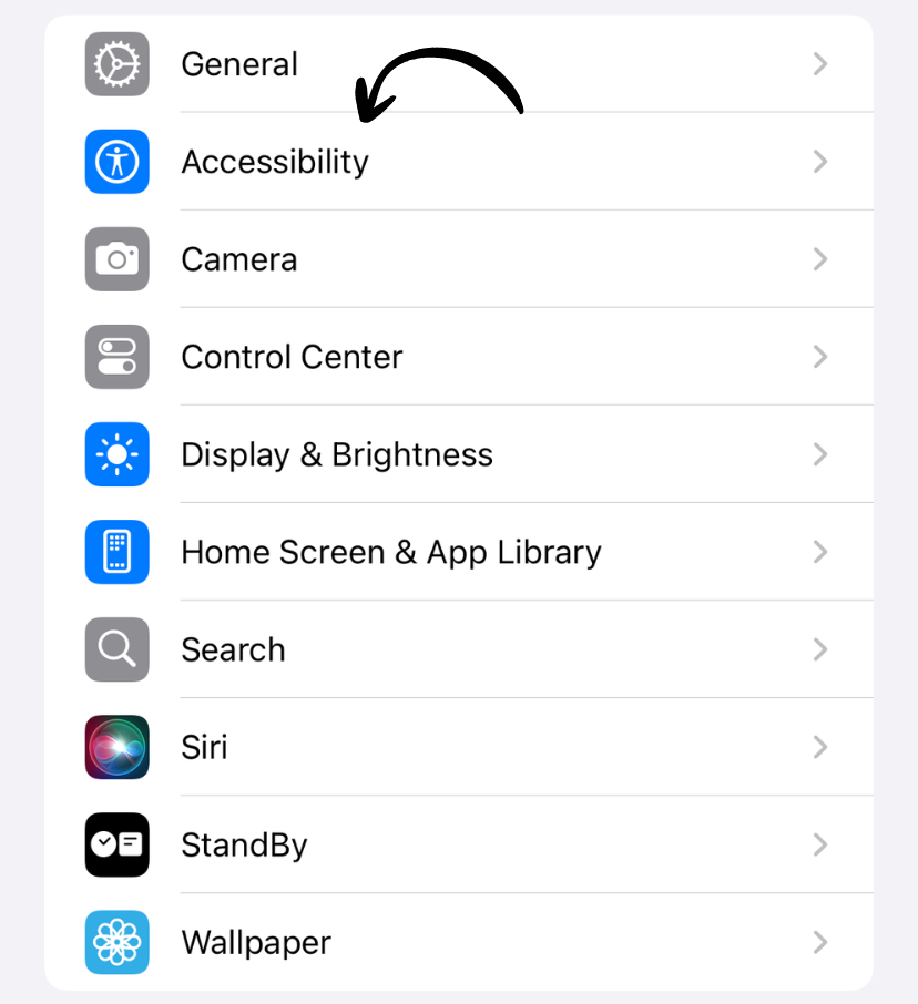 Accessibility settings screen