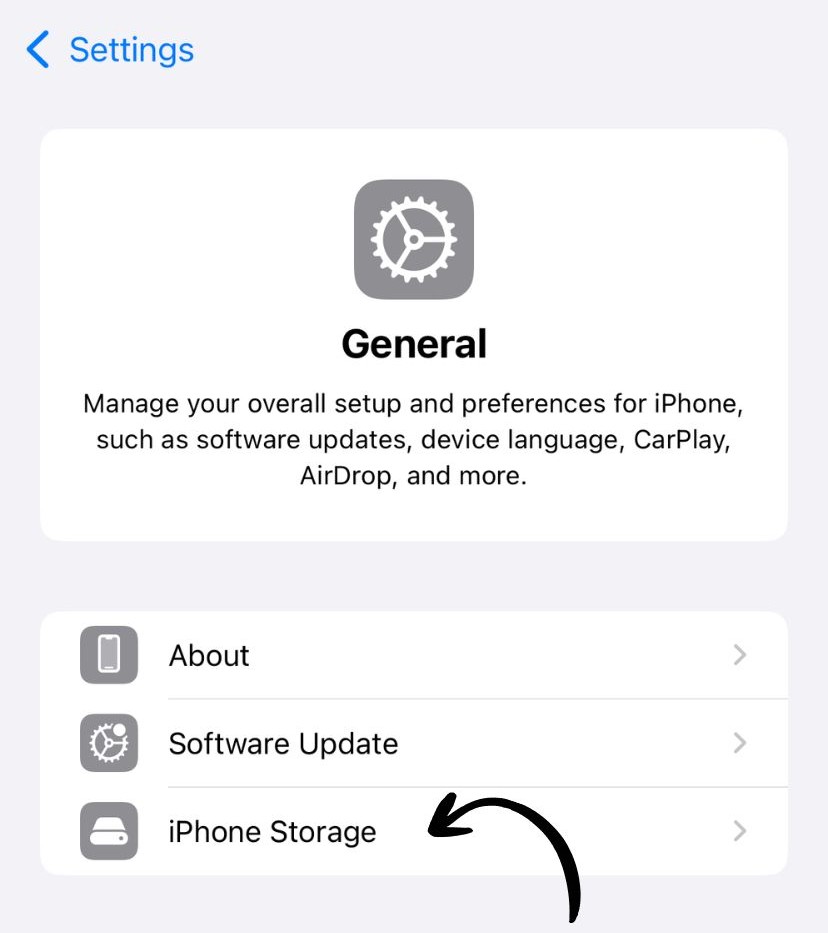 iPhone Storage screen